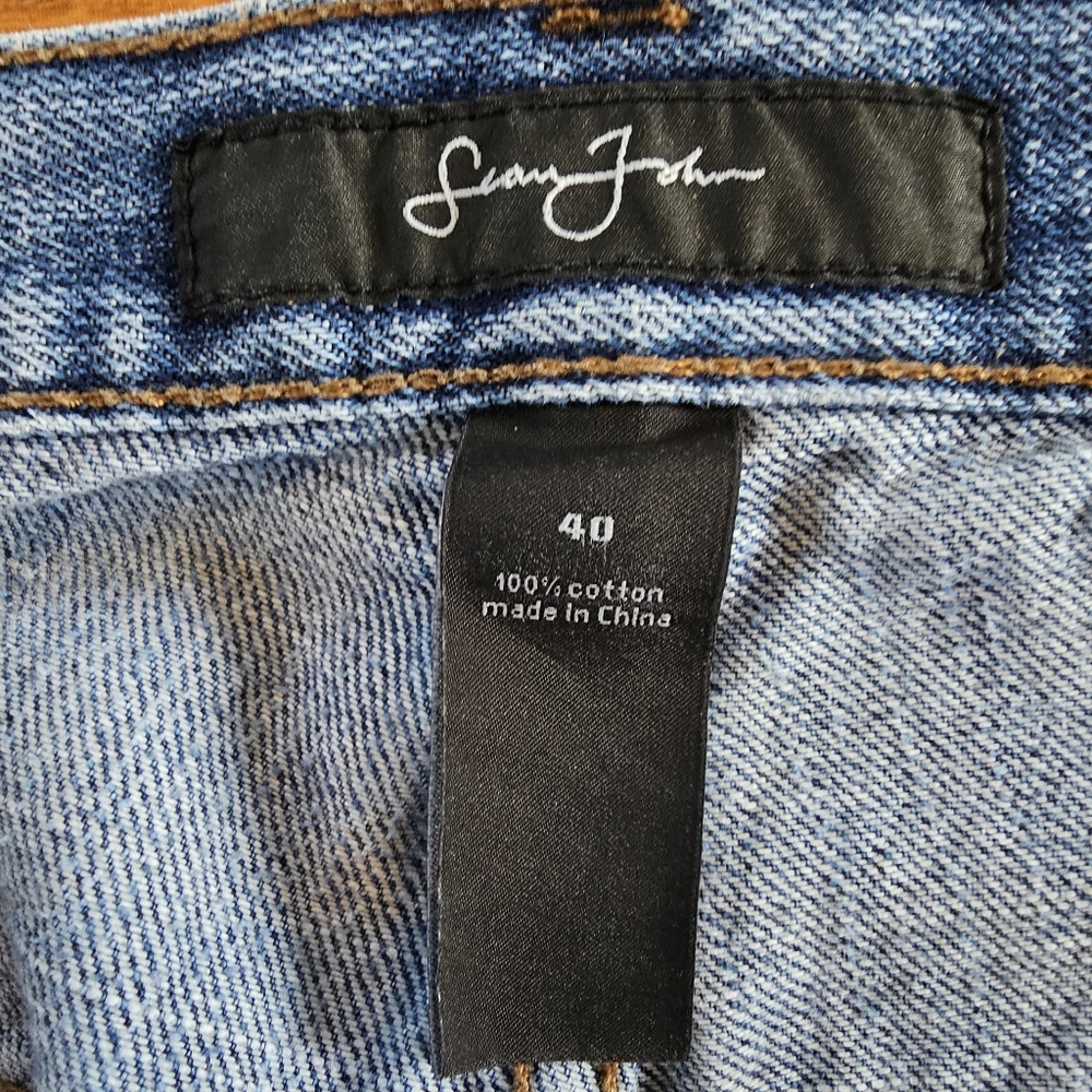 Sean John Jeans Blue Medium Wash Denim Baggy Hip Hop Distressed Ripped Men 40x32 - Picture 4 of 16